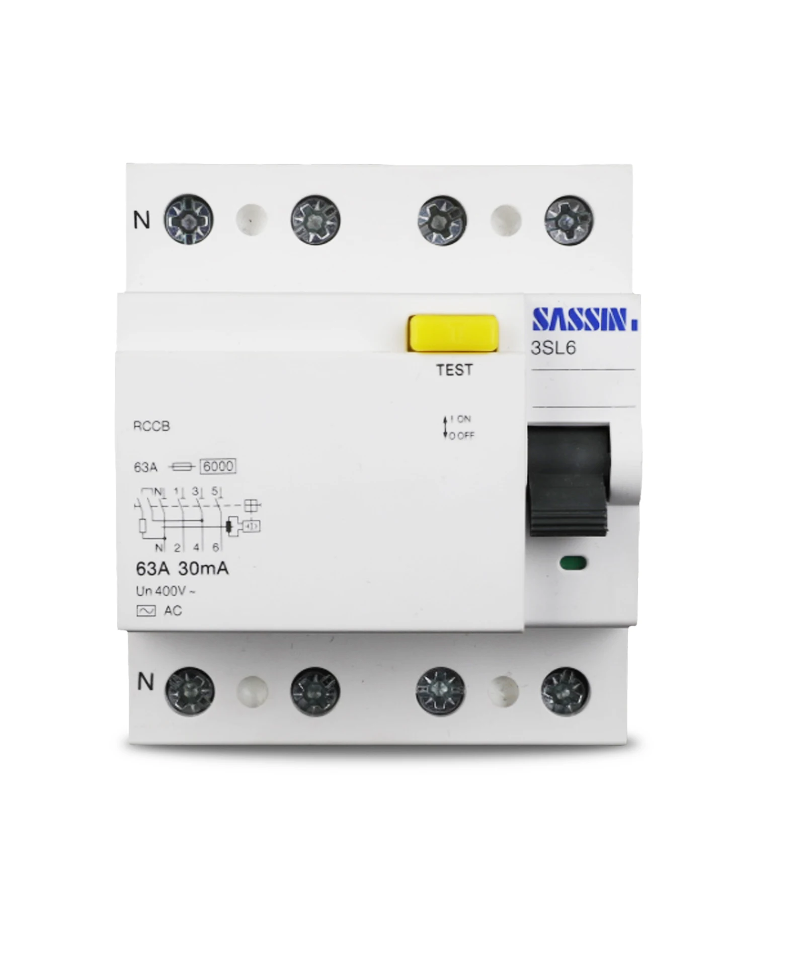 Good quality SASSIN 3SL6  residual current circuit breaker 1P+N 3P+N AC A B types RCCB