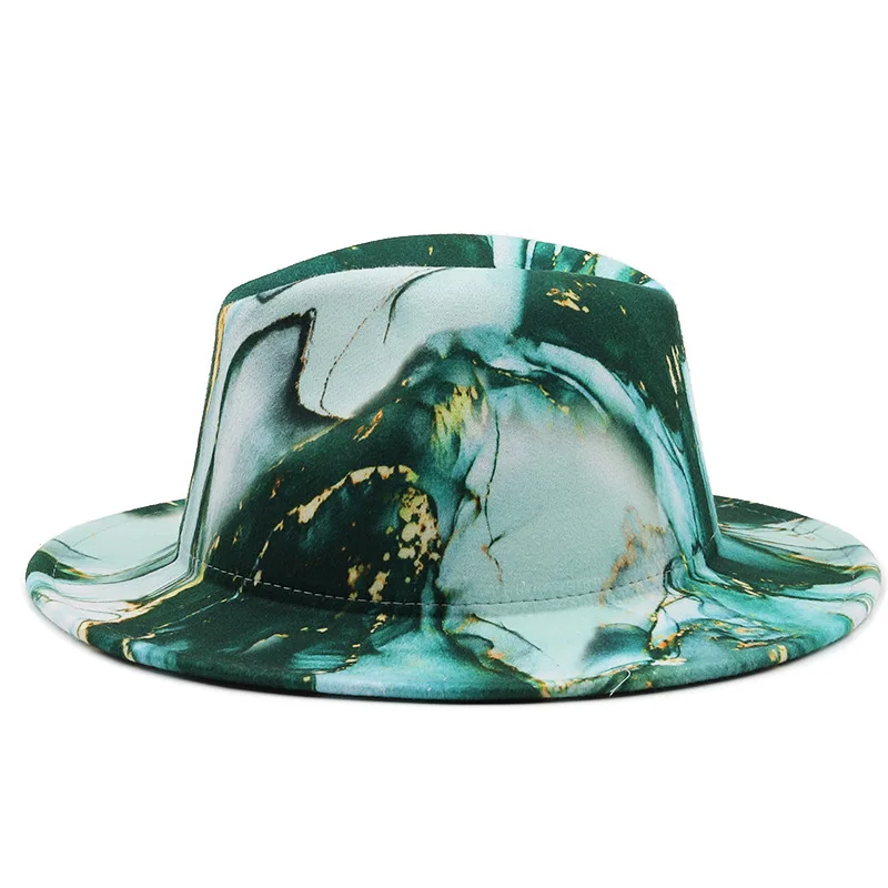 Модная широкая стильная Федора Tie Dye шляпы для женщин оптовая продажа 2022 австралийская шерстяная фетровая шляпа мягкие фетровые