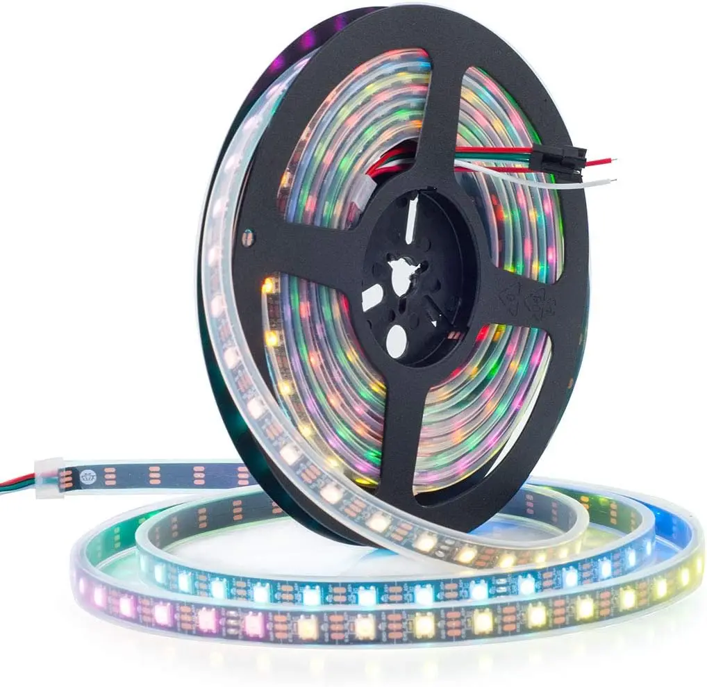 DC5V WS2812 RGBIC Individually Addressable 30 60 144 Pixels White Black Waterproof WS2812 LED Strip Lights