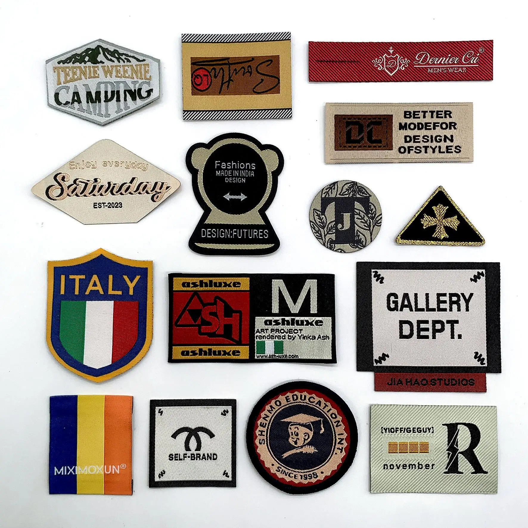 Custom Private Logo Garment Fabric Label 100% Organic Cotton High Density Jacquard Clothes Satin Woven Tag Clothing Woven Labels