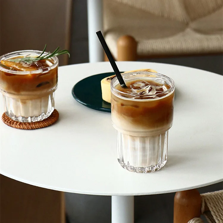 Cutelife Nordic Hot Sale Transparent Glass Coffee Water Beer Glass Cup Drinkwware Home Decoration Kitchen Table Cups For Drink