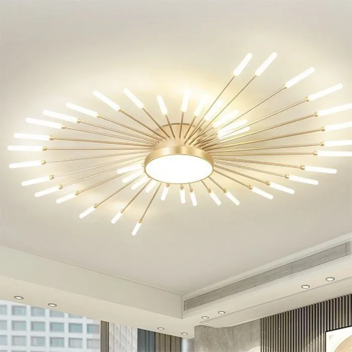 Led Multi-Head Custom  Fireworks Chandeliers For Living Room Bedroom Black Golden Led Ceiling Pendant Lights
