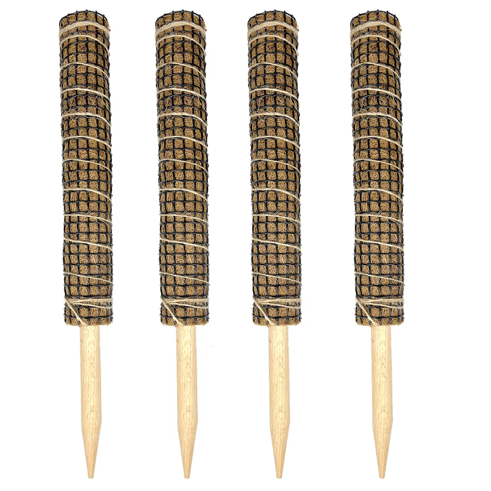 Black plastic mesh covered plant moss rod coconut shell totem pole for climbing plant vine growth climbing plant support