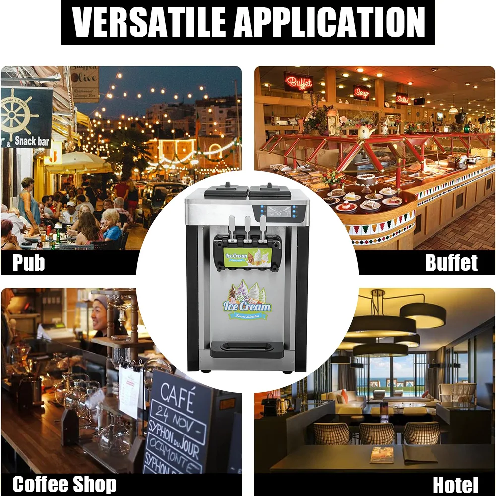 Sizhi Factory Price Stainless Steel 6L 3 Flavor Soft Serve Ice Cream Maker Machine ice Table Top Soft Ice Cream Machine