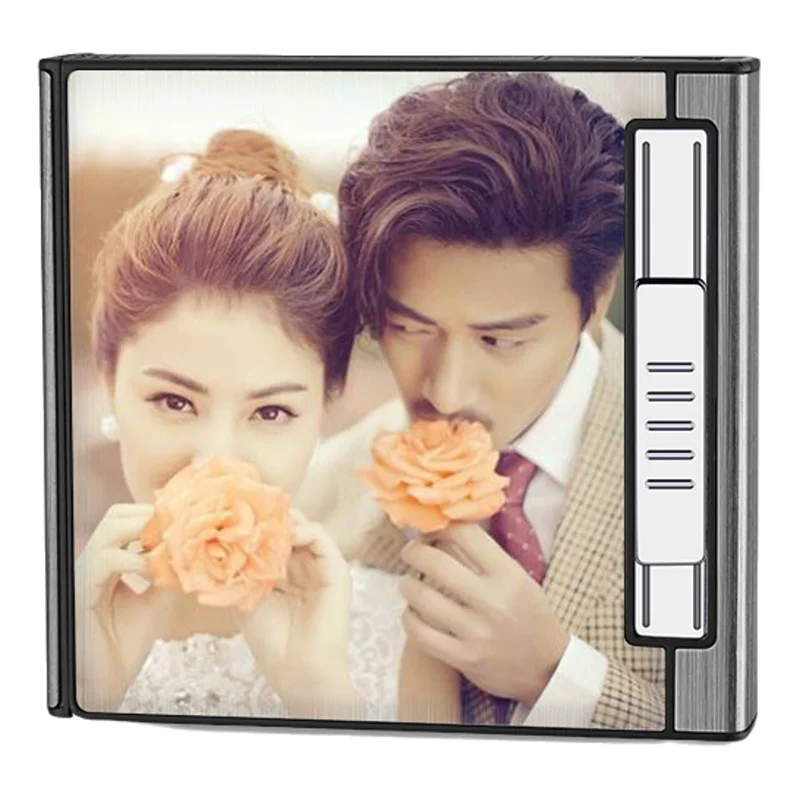 USB vintage lighter luxury cigarette case 20 cigarette of cool gentleman USB rechargeable electronic rechargeable lighter