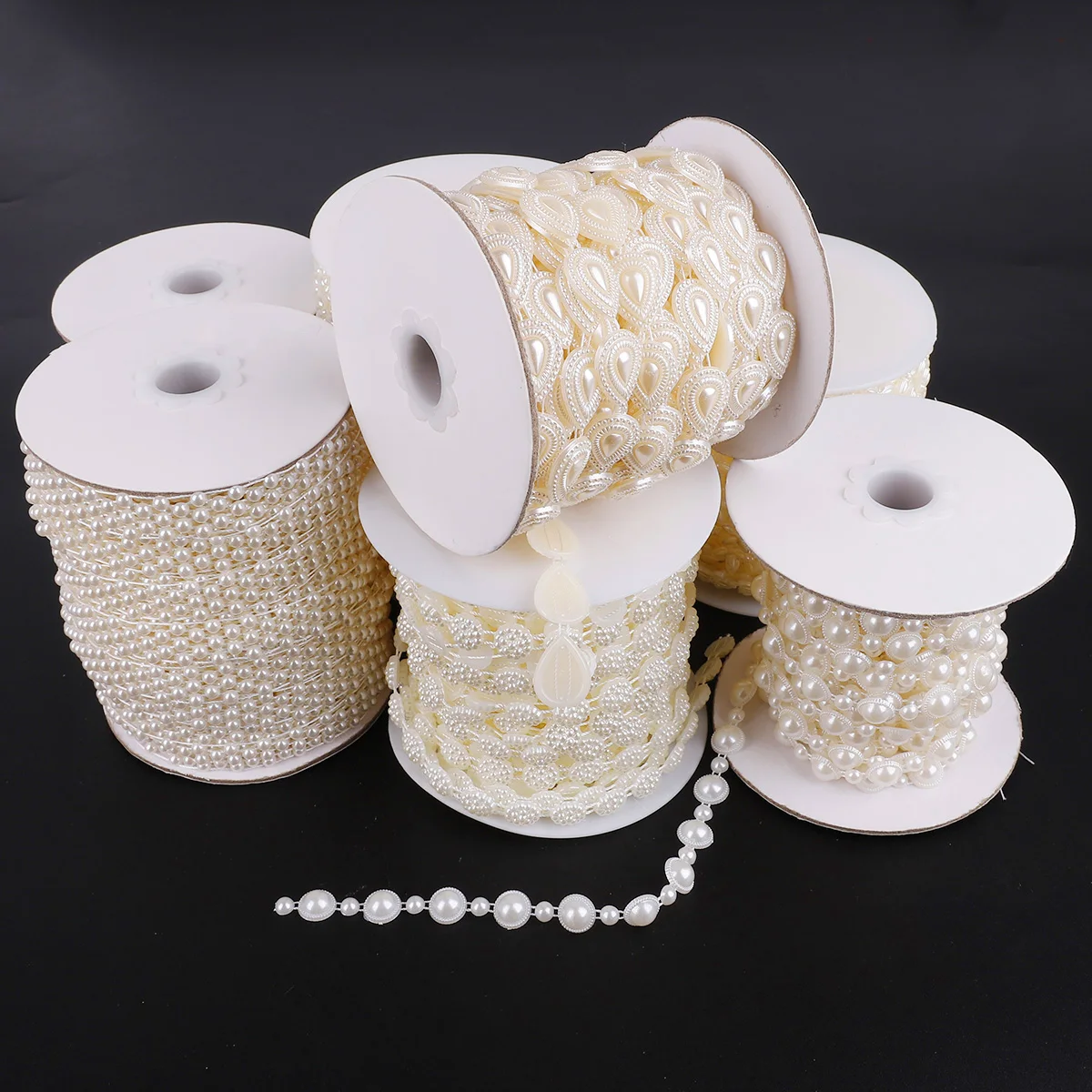 1.5/2M/bag Multi-size ABS Imitation Ivory Pearl Beads Chain Trim For DIY Wedding Party Decoration Clothing Craft Accessories
