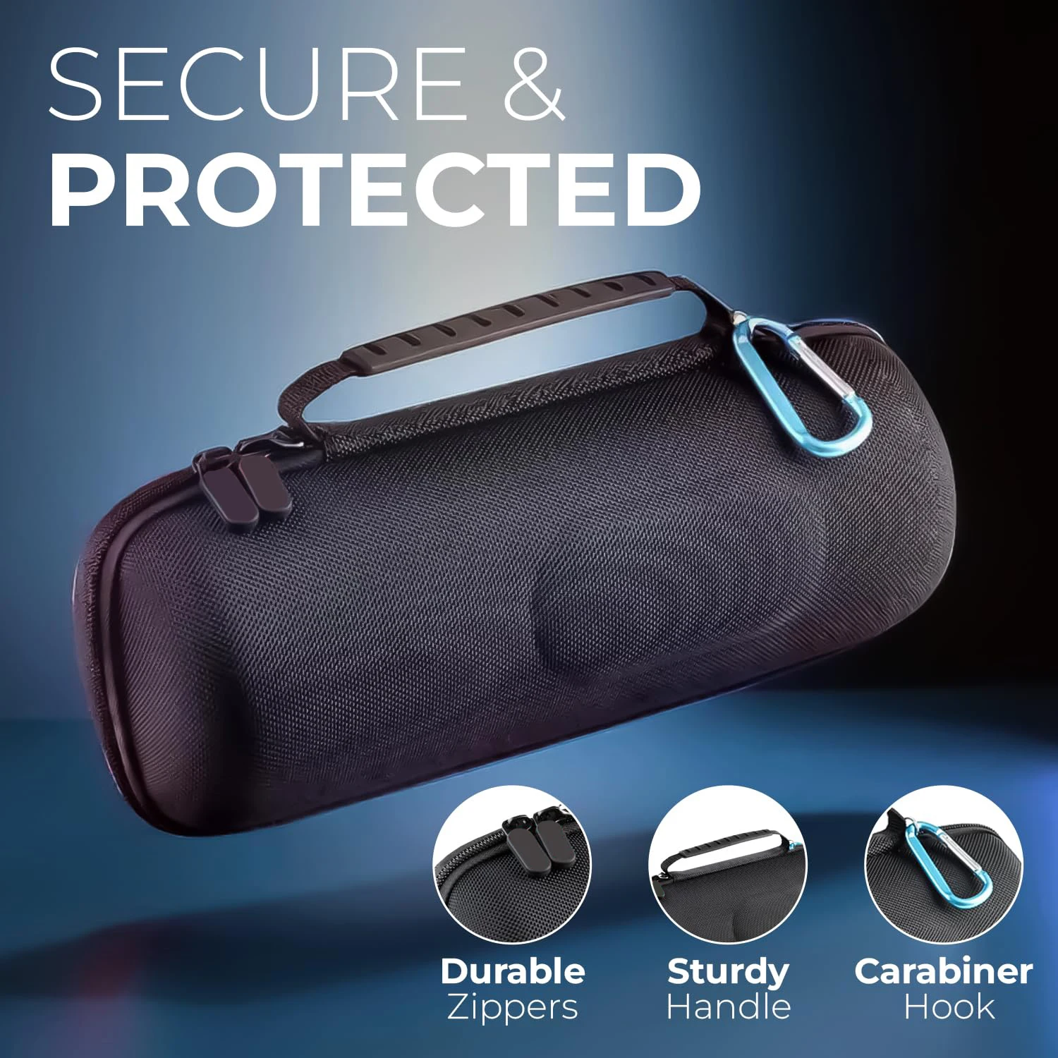 Brilliant Black Waterproof Speaker Case for JBL Charge 4/ Charge 5  Fits Multiple JBL Bluetooth Speakers (case only)