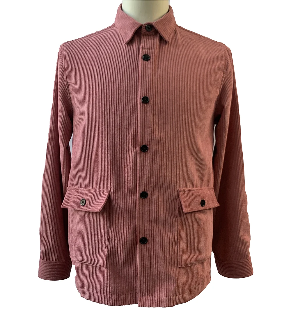 Custom logo solid color casual long sleeve shirts corduroy corduroy shirts jacket for men casual