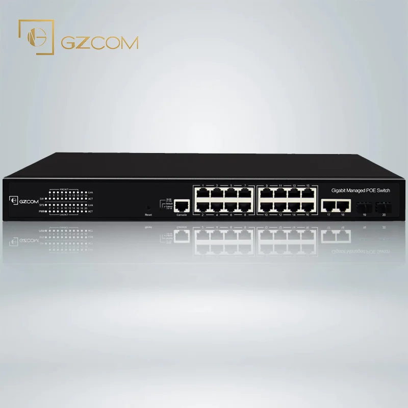 Wholesale 250 meters extend 16 Ports Full Gigabit layer 2 Managed Ethernet PoE Switch