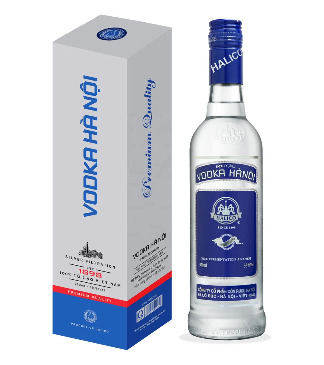 Halico Supplier Vodka Hanoi 33%vol 500ml purest best Vietnamese grain spirits factory sell