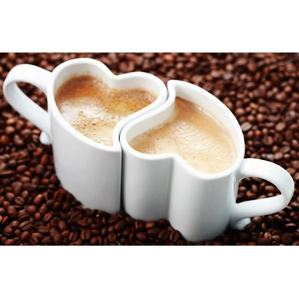 
Porcelain Mug Coffee Cup Two Heart Shaped Coffee Cups Gift For Lovers Or Couples 