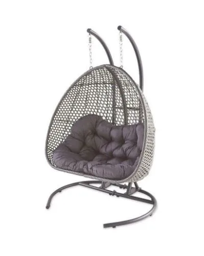 Double Hanging Egg Chair-Outdoor Hammock Hanging Swing Chair 2 Seaters