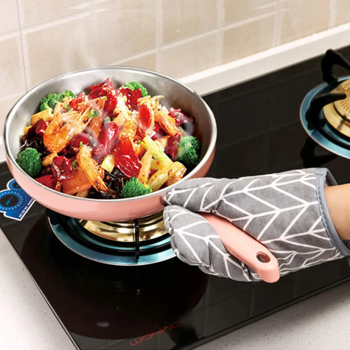 Oven Mitts and Potholders BBQ Gloves-Oven Mitts and Pot Holders with Recycled Infill Silicone Non-Slip Cooking Gloves