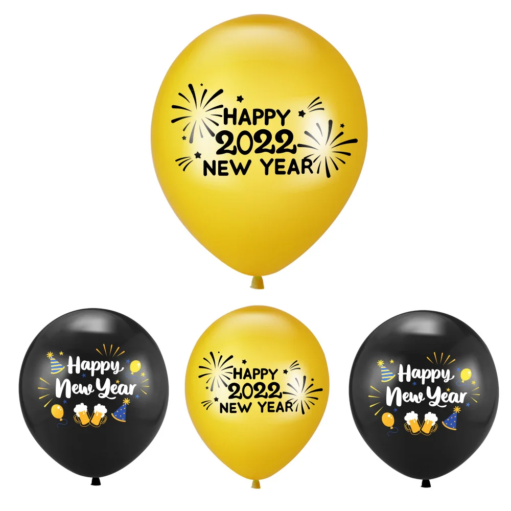 2022 Happy New Year Balloons  Gold Black Banner Photo Booth Frame Props Balloons  Garland New Year Party Supplies
