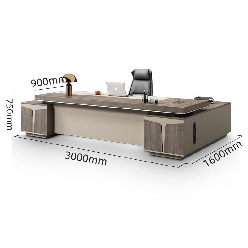 LANRAN 50mm Panel Wooden L-shape CEO Office Executive Desk High-end with Side Cabinet