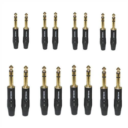 6.35mm 1/4 Inch TRS Stereo Male Connector Plug OFC Copper Gold Plated for Electrical Guitar Mixer Speaker Audio Cable Connector