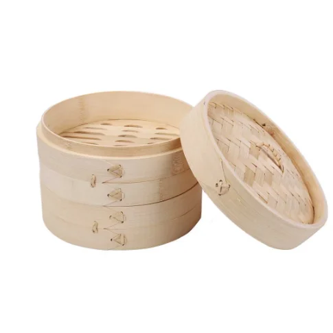 Здоровая посуда многоразовые переработанные бамбуковые тарелки корзины оптовая продажа пароварки кухонная утварь для супермаркетов