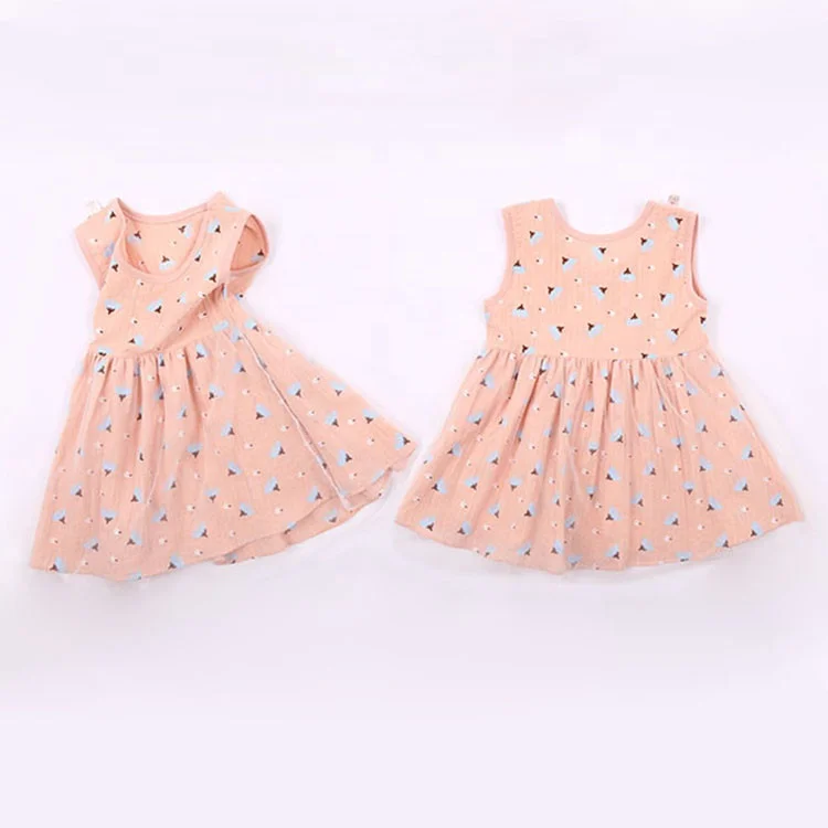 Cotton  Girls Clothes Dresses Summer 1-4 Years Manufacturer Lace for Kids Sleeveless Dress with Printed patterns
