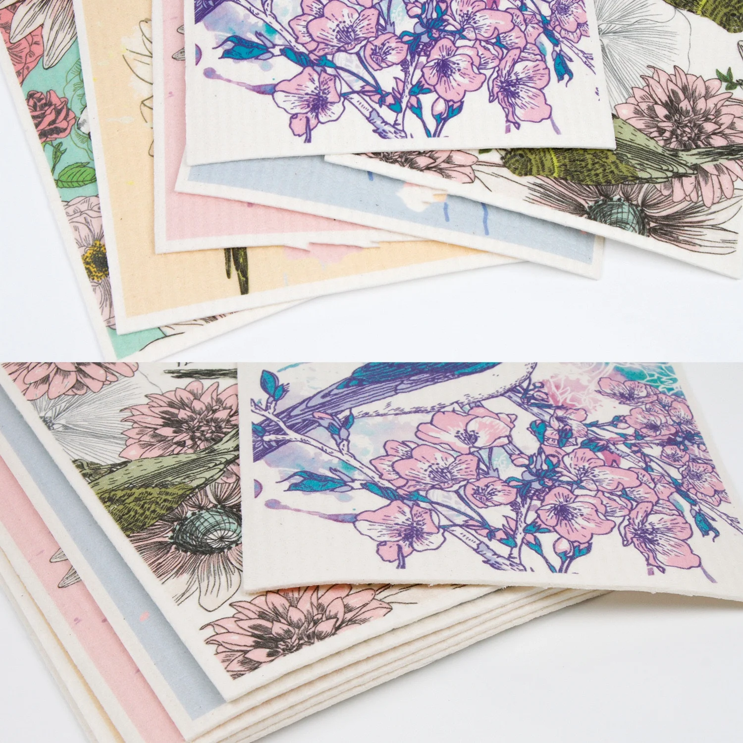 Custom Design Eco-Friendly Reusable Cellulose Cotton Dish Sponge Cloth Swedish Dishcloth print kitchen dining dishcloth