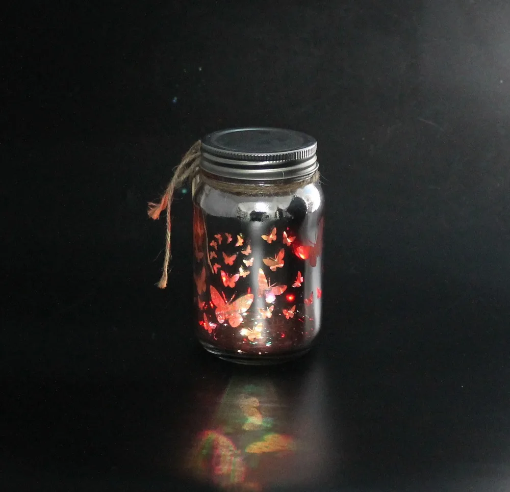 Новинка, светильник с бабочкой, с лампой, Романтический стеклянный светодиодный светильник, бабочка в баночке, подарок