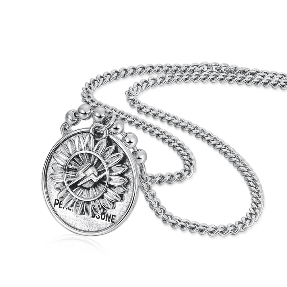 Personalised Initial Daisy Pendant Clavicle Chain 925 Sterling Silver Thai Silver Necklace