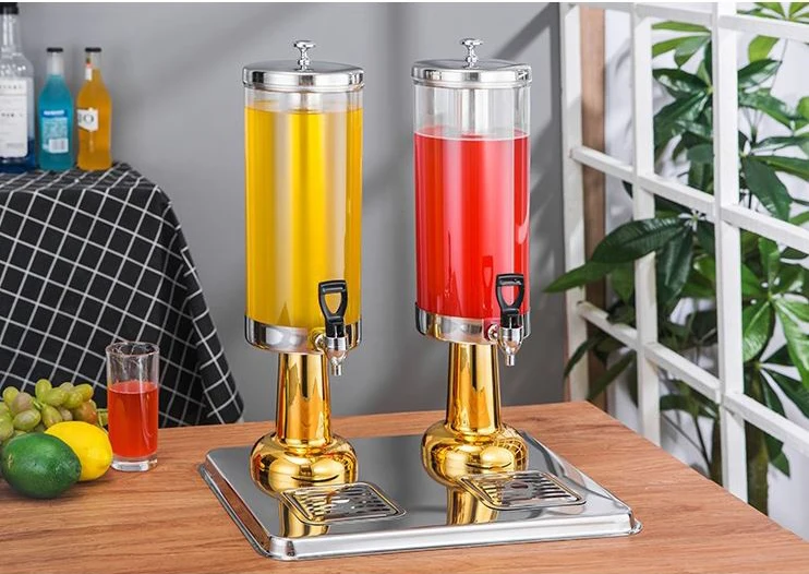 Commercial Modern Stainless Steel 3L/6L Liquor/Juice/Drink Dispenser with 3 Plastic Tanks Refrigeration by Water