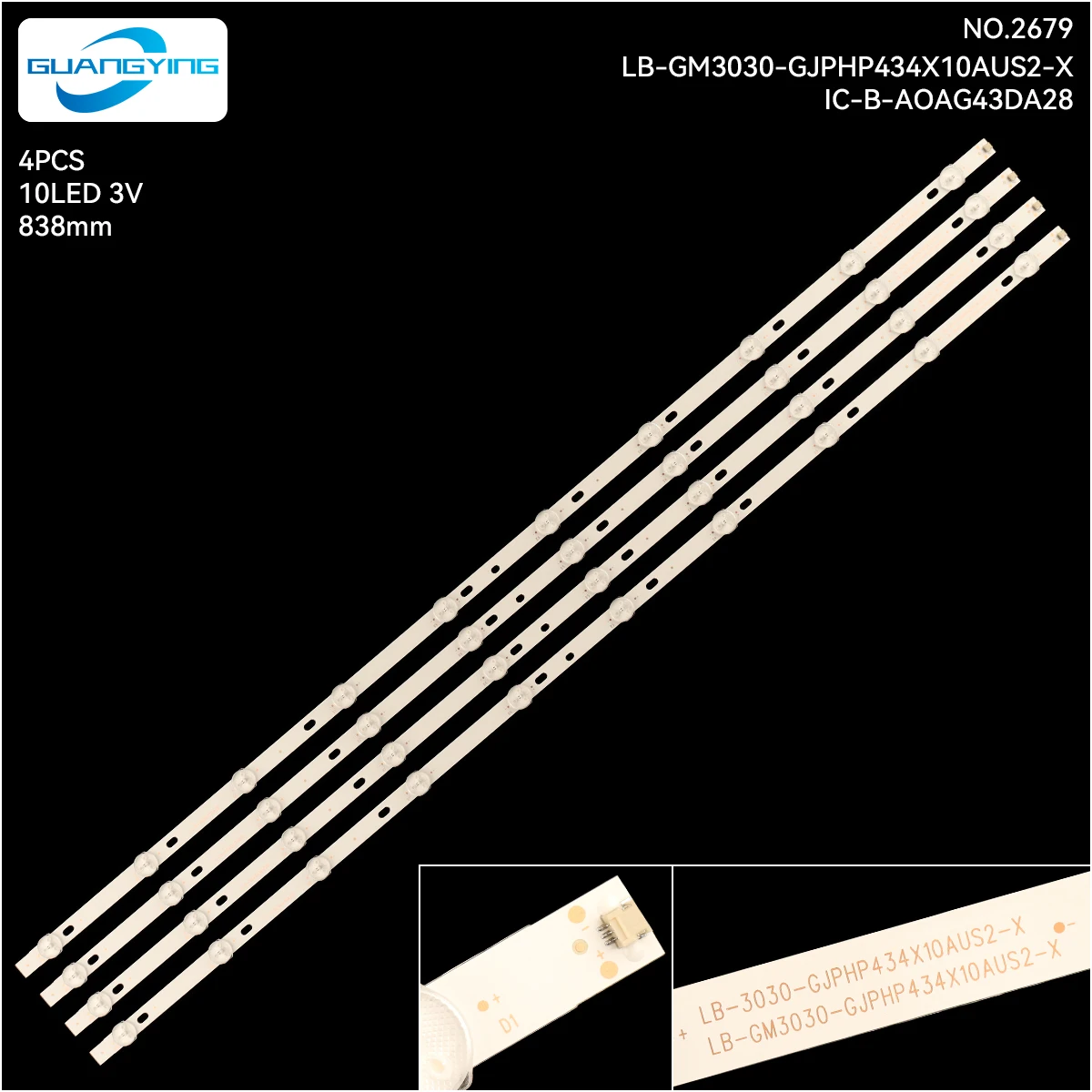Светодиодные лампы подсветки телевизора для Philips 43PUS6504/12 43PUS7505/12 43PUS6554/12 LB-GM3030-GJPHP434X10AUS2-X IC-B-AOAG43DA28