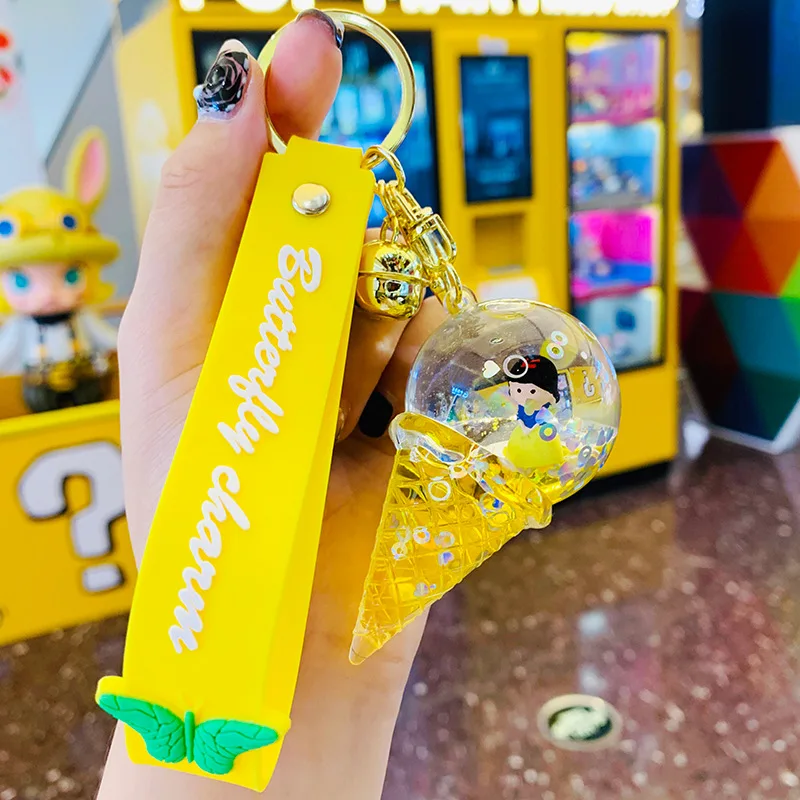 Creative ice cream Star Dailou cartoon doll key chain female Pikacheu cute liquid bag