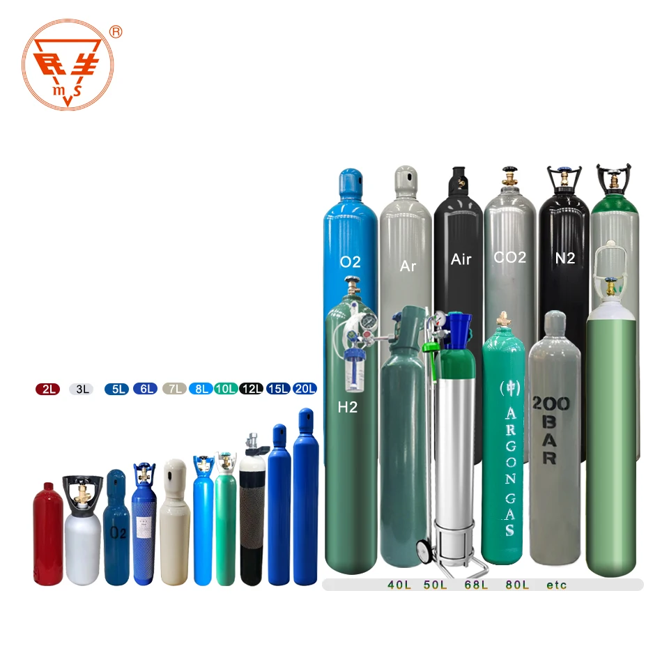 TPED WP150bar/200bar industrial steel cylinder 40L empty oxygen cylinders for sales