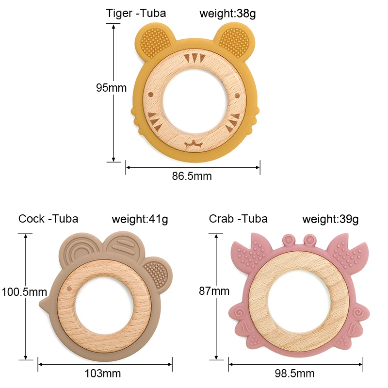 Юаней по индивидуальному заказу не нетоксичный BPA бесплатные Силиконовые игрушки для режущихся зубов новорожденных деревянные игрушечные золотые монеты Краб в форме рога Деревянный Прорезыватель