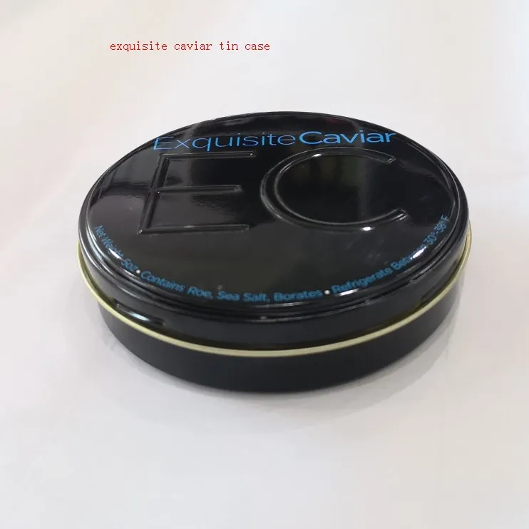 round tin case for caviar package