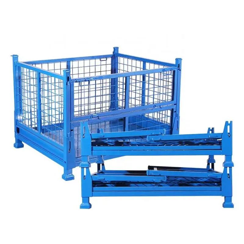 metal Wire mesh box auto parts warehouse storage collapsible stillage cage
