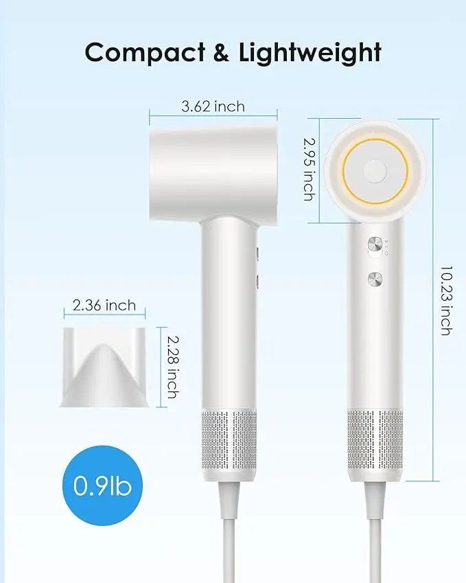 New Arrivals High speed White Led Light Electric One Step Blow Negative Ion Hair Dryer