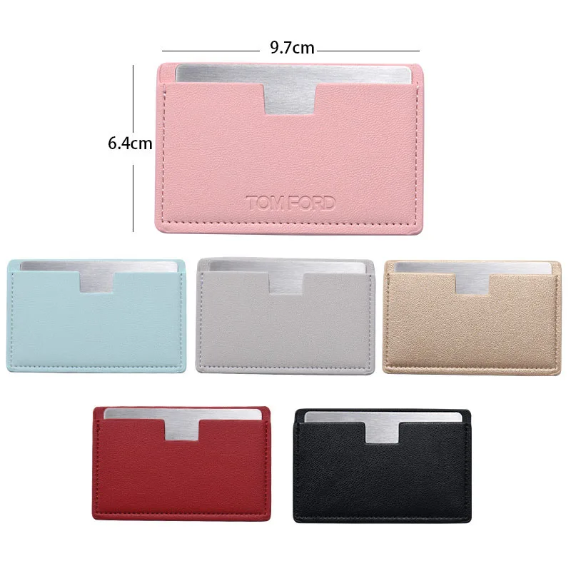 SAIYII Wholesale Rectangle Pull-out Design Travel Makeup Stainless Steel Mirror Custom Your Brand Logo With Pu Leather Case