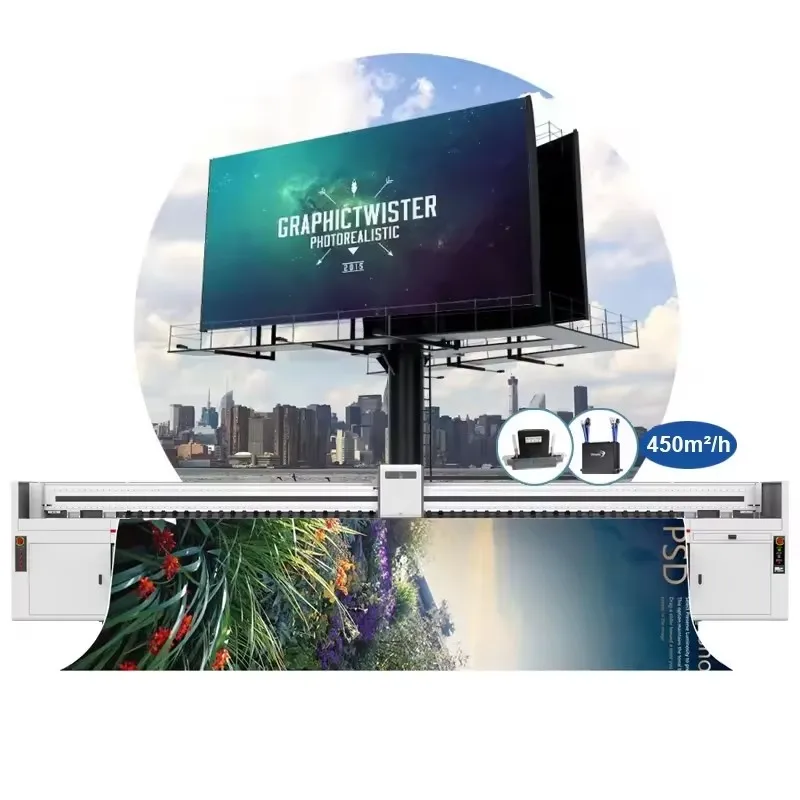 Good Price 5.3M With CMYK 4 Colors Advertising Board Starfire Head Flex Solvent Banner Printing Machine Large Format Printer