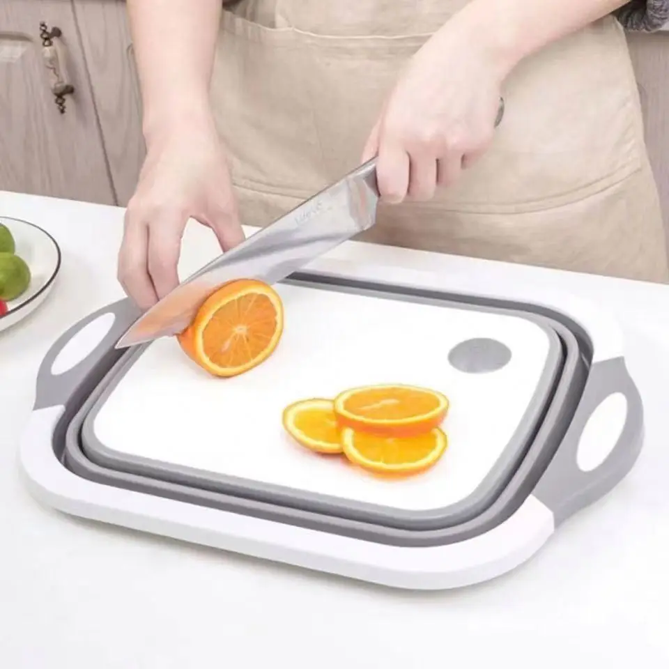 Multifunction Collapsible Cutting Board Dish Tub 3 In 1 Folding Sink Drain Basket Outdoor Camp Portable Basins Draining Basket