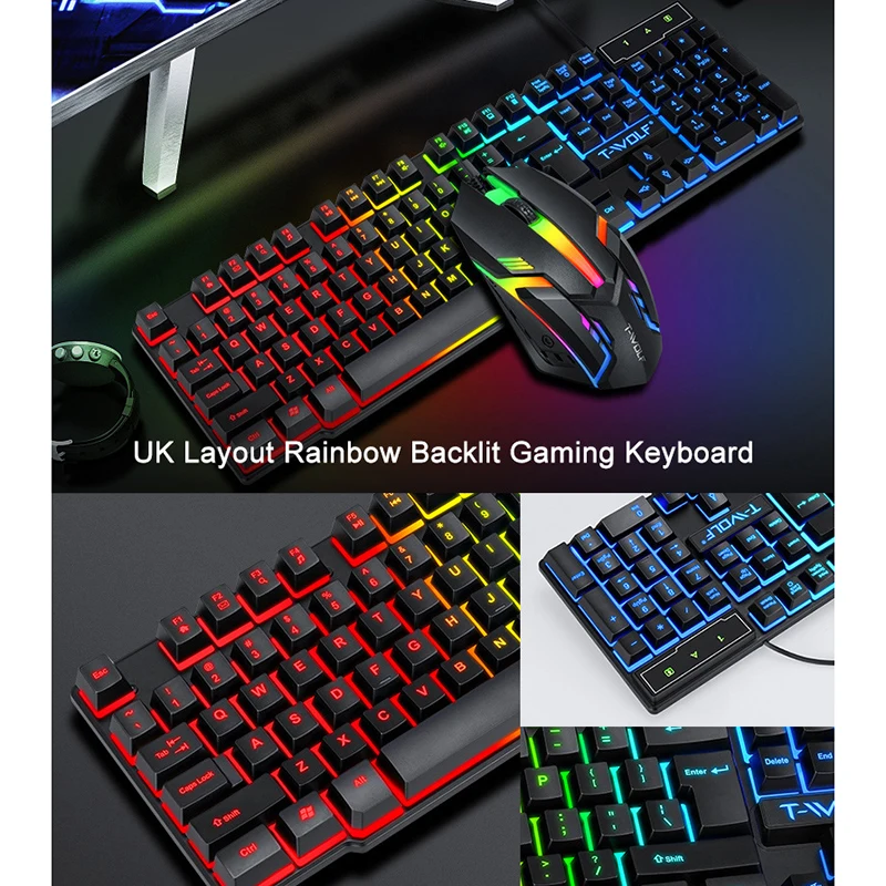 Gaming Combo TF800 Wired PC Universal RGB 4 in 1 Gaming Combo Set Keyboard and Mouse Headphones Mouse Pad