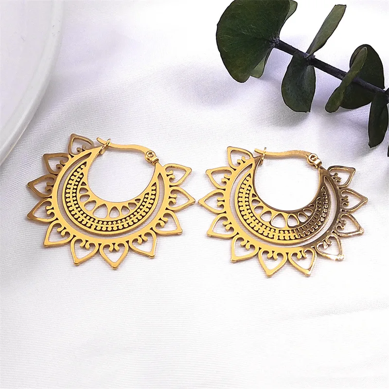 Ethnic Earrings Bohemian Cutout Earrings Stylish Geometric Stainless Steel Vintage Earrings Jewelry Maker Design  N2311207