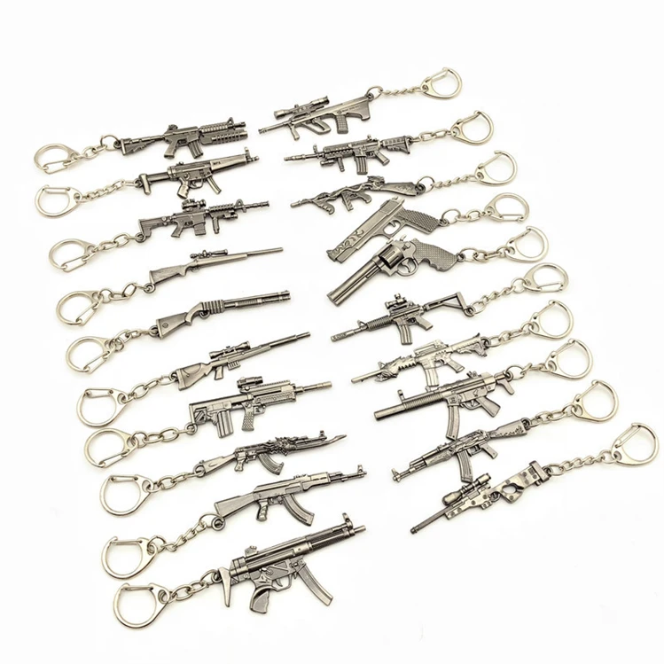 Wholesale Bluk Logo Keying Zinc Alloy Engraved Laser Key Chain Luxury 3D Mini Gun Custom Llavero Blank Metal Keychain