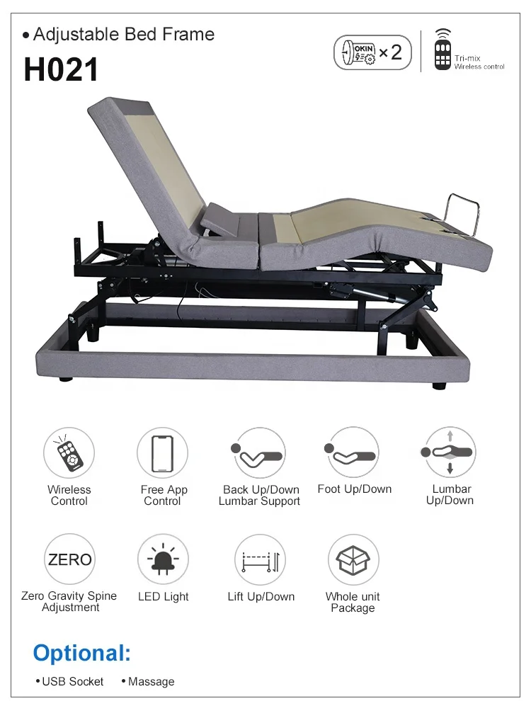 
Free Design H021 ce iso zero ground manual adjustable bed cheap 