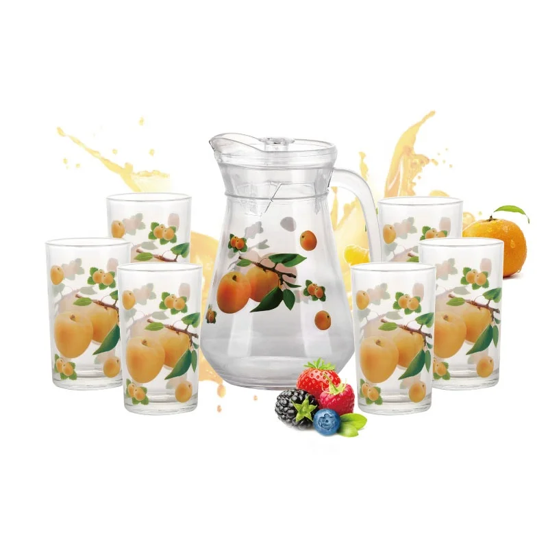 
Cheap glass water drinking juice jug set 7 pcs glass pitcher set 