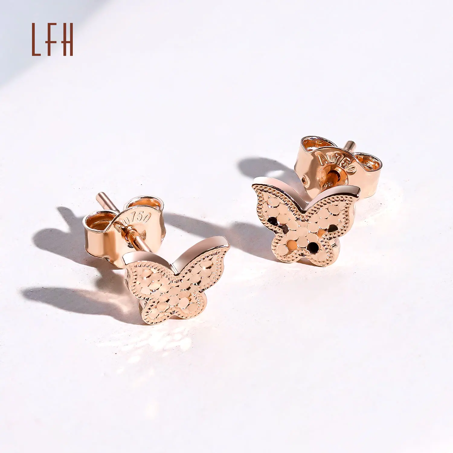 Wholesale Butterfly Stud Earrings Butterfly Earrings Au750 Gold 18k Real Oro 18k Original Saudi Gold Jewelry Pawnable 18k