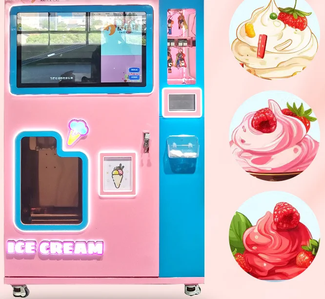 New Features Cream Chocolate Fruit Ice Cream Vending Machine In The Vicinity Of School  Pedestrian Street