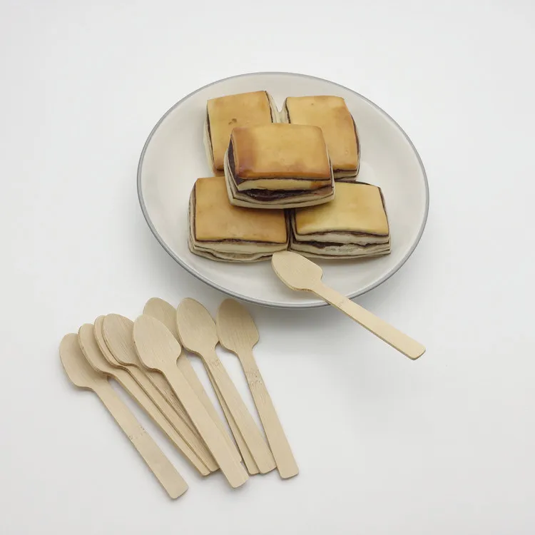 disposable BPA free organic bamboo Dessert Spoons for tasting gelato ice cream yogurt