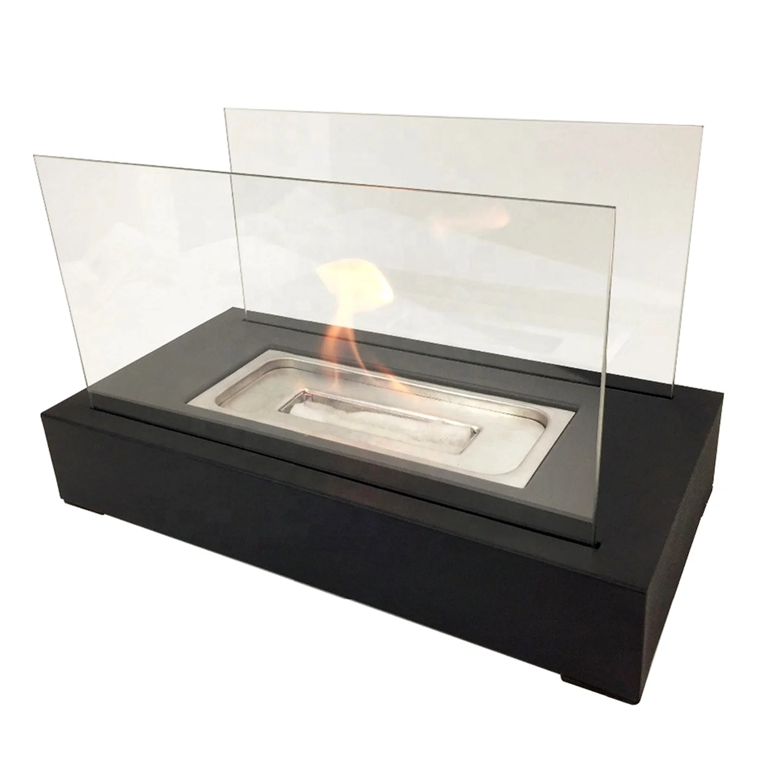 
free standing metal box and crushed glass bio ethanol fireplaces 