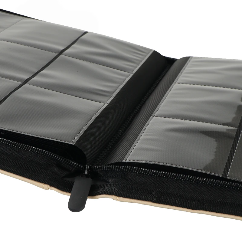 Emboss Pu Leather 4 Pocket Pages Trading Card Holder Binder Stamp Album With Zipper