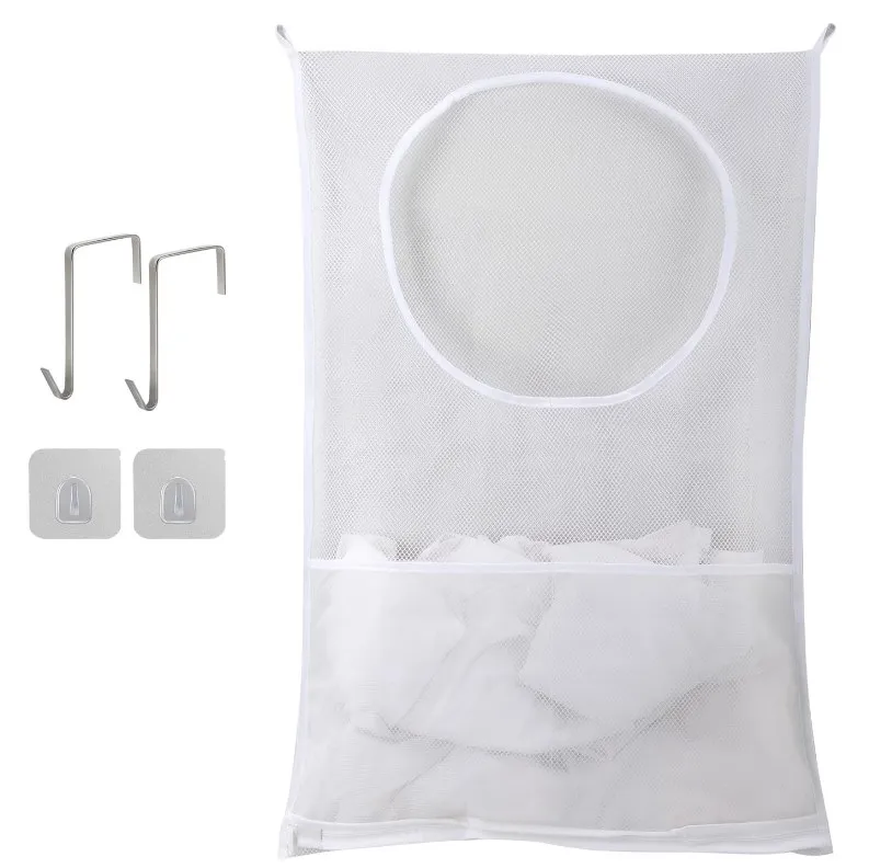 Wholesale Large Cotton Laundry Hamper Bag Door Hanging Mesh Clothes Travel Bag Customizable Size Home Cleaning Usage Toy Storage