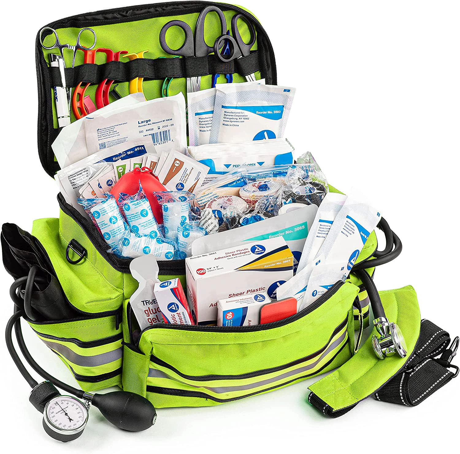 First Aid Bag Fully Stocked Professional Essentials Trauma Kit Reflective Bag 8 Zippered Pockets Compartment First Aid Supplies