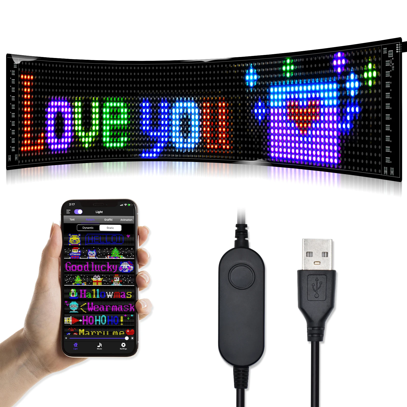 Flexible led screen waterproof digital signage and displays colorful advertising panel for car