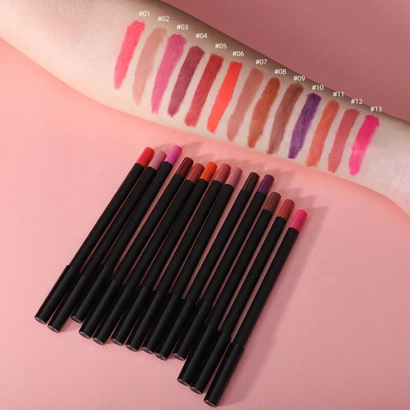 Dark Brown Lip Liner  Pencil 13 Colors Custom  Private Label Pigment Lip Liner Makeup
